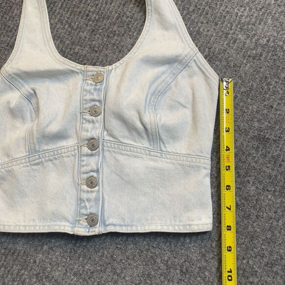 Levi’s Womens XS Button Down Denim Slim Fit Halter Top Janeesah Light Wash NEW - Picture 12 of 12